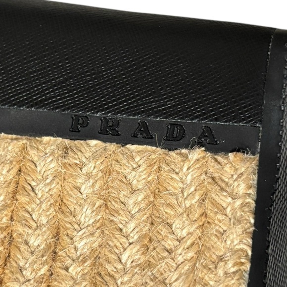 PRADA - SIZE 36EU / 6 US - BLACK LEATHER PLATFORM WEDGE ANKLE SANDALS - S6 - Picture 6 of 14